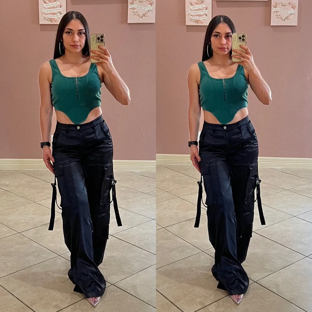 Kenia Satin Cargo Pants - Picture 3 of 4